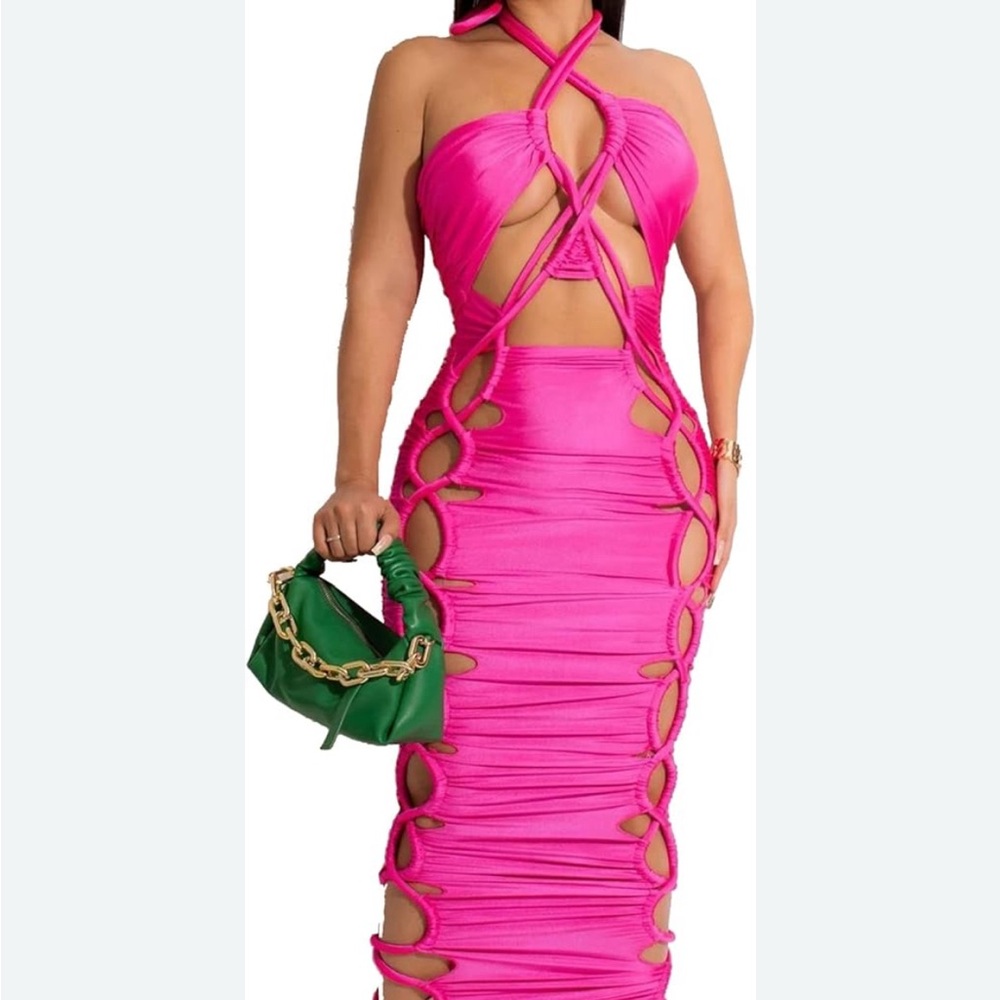 Vibrant Pink Cut-Out Dress